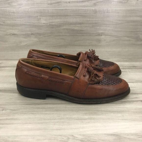 Allen Edmonds Loafers Mens 9B Cody Brown Leather tassel Woven Slip On Shoes main image 9